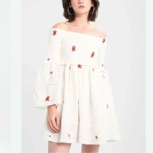 FREE PEOPLE Counting Daisies ivory white cream Dress medium a-15